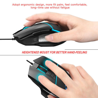 Chuột chơi game có dây HXSJ A876 USB đầy màu sắc  với 4 DPI có thể điều chỉnh cho máy tính xách tay PC