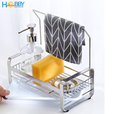 Kệ đựng đồ dùng rửa chén có treo khăn dán tường Hobby home decor KRC4