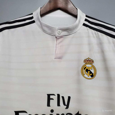Áo Bóng Đá Retro Real Madrid 2014 Dài Tay - Sân Nhà bản cao cấp vải Cotton Polyester