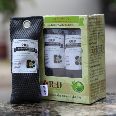 Túi hút ẩm khử mùi và lọc không khí cho tủ Giày Dép (hộp 4 túi nhỏ) làm từ Than hoạt tính gáo dừa