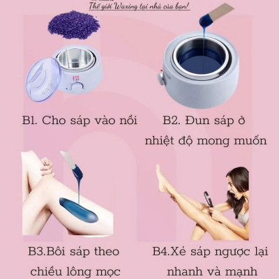 Combo Nồi nấu sáp wax nóng kèm : 100gr sáp cao cấp , Giấy Wax , 5 Que Gỗ