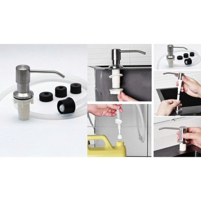 Bộ Vòi Bơm Hút Nước Rửa Chén Gắn Âm Chậu Bằng Inox Xoay 360 - Dây dẫn nối dài tiện lợi dễ sử dụng
