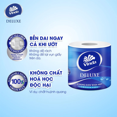 [MUA 1 THÙNG GVS DELUXE TẶNG 1 LỐC GVS DELUXE + ẤM TRÀ] Giấy vệ sinh cao cấp Vinda Deluxe 3 lớp (8 Cuộn)