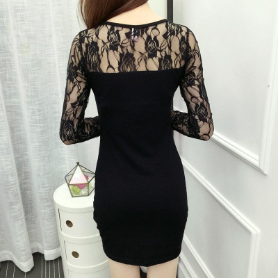 Đầm ôm phối ren xinh dài tay Da64