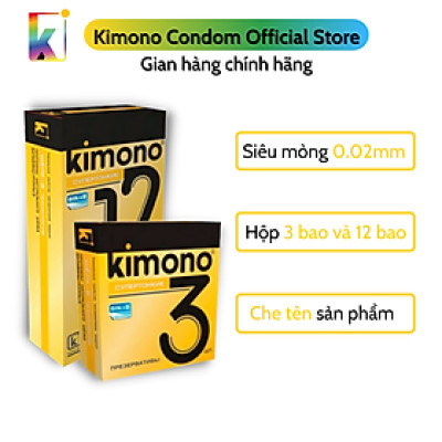 Combo Bao cao su Kimono Gold Siêu mỏng 0.02mm - Bôi trơn gốc nước - Hộp 12 bao và hộp 3 bao