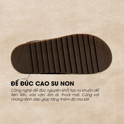 Sandal Tomoyo Da Bò Thật Đế Rãnh Chống Trượt TMS302