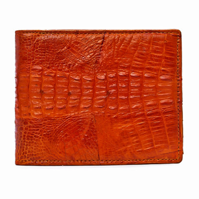 HJ2227 - Bóp nam Huy Hoàng da cá sấu nguyên con nhỏ màu vàng