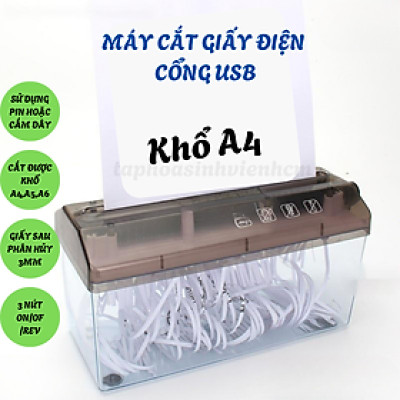 Máy hủy giấy / Máy hủy tài liệu dùng Điện USB hoặc chạy bằng pin FULLBOX-Dụng cụ cắt giấy cho văn phòng tại nhà 2 Khổ A4 và A6