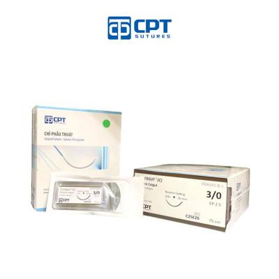 Chỉ phẫu thuật tự tiêu tan chậm CPT Trustigut (C) Chromic Catgut số 3/0 - C25E26