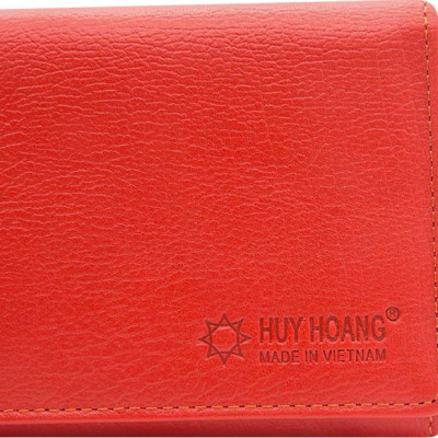 Ví Nữ Da Bò 3 Gấp Huy Hoàng HT3162 (19 x 9.5 cm) - Đỏ