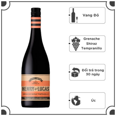 Rượu Vang Đỏ Dominic HENRY & LUCAS Grenache Shiraz Tempranillo 750ml 13.5% Acl