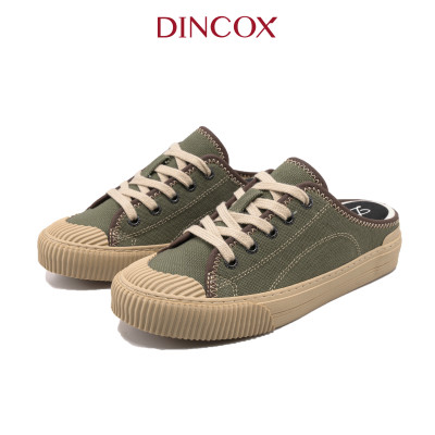 Giày Sục Đạp Gót Mules Vải Sneaker Unisex Tăng Chiều Cao 4cm DINCOX E10 Matcha