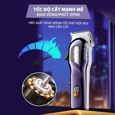 Tông đơ cắt tóc chuyên nghiệp Kemei KM-2335 công suất siêu mạnh 7,5W màn hình LCD sạc nhanh USB type C tiện lợi - Chính hãng