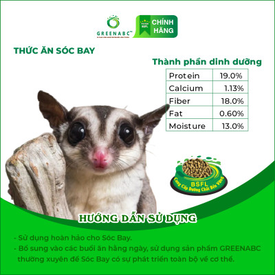 Thức ăn Sóc Bay & Sóc Cảnh GREENABC – Cung cấp đầy đủ dưỡng chất Protein - Canxi - Lipid năng lượng dồi dào, cơ thể linh hoạt dẻo dai – Hộp 480g