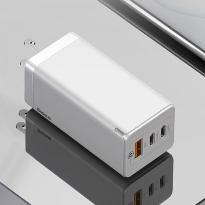 Bộ Sạc Nhanh 65W Baseus Công Nghệ Mới GaN Fast, 3 Cổng Sạc USB, Kích Thước Siêu Nhỏ, Chuẩn Sạc PD3.0, PPS, QC4.0, SCP, FCP, Đa Năng Một Củ Sạc Cho Đa Thiết Bị Laptop, Tablet, SmartPhone, Sạc Du Lịch Tất Cả Trong Một - Hàng Chính Hãng