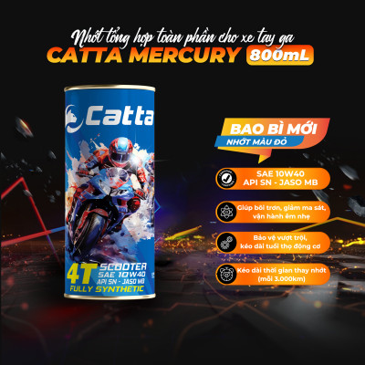 Nhớt xe tay ga CATTA 10W40, SN, Fully Synthetic 800mL - Tặng Nhớt hộp số CATTA Scooter Gear Oil 80W140, API GL5
