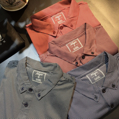 ÁO THUN NAM DÀI TAY KẺ NGANG MÀU ĐỎ ĐÔ ALIGRO ALGAPD029