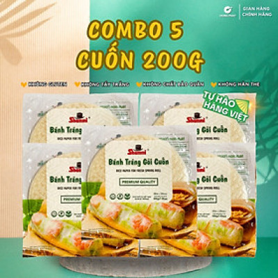Combo 5 Bánh tráng gỏi cuốn Shammi tròn size 22cm túi 200g (Bánh tráng cuốn xuất khẩu)