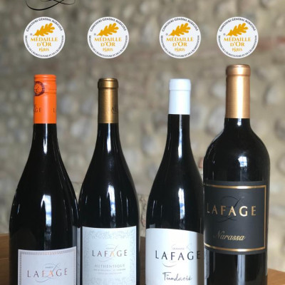 Rượu vang Organic Famille Lafage Narassa 2018 (Pháp) kèm túi hộp,đồ khui  