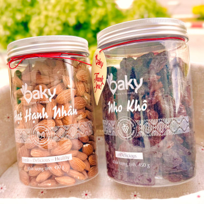 Quà Tặng Oaky - Combo Hạt Dinh Dưỡng Cao Cấp Hạnh Nhân, Nho Khô - Tặng Túi Giấy