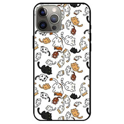Ốp lưng dành cho Iphone 12 Mini - 12 / 12 Pro - 12 Pro Max mẫu Họa Tiết Mèo Nền Trắng