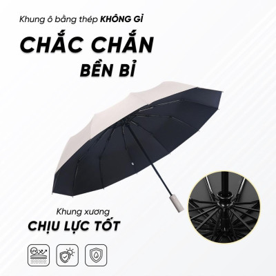 Dù Che Nắng Gấp Mở Tự Động - Ô Che Mưa Cao Cấp 12 Nan Chống Tia UV Bức Xạ Tuyệt Đối