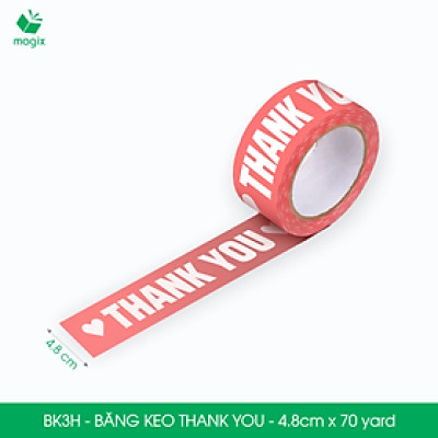 BK3H - 6 Cuộn băng keo in chữ THANK YOU 4.8cm x 70yard băng dính niêm phong hàng dễ vỡ