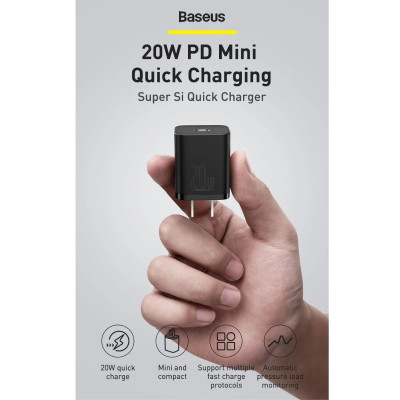 Củ sạc nhanh nhỏ gọn Baseus Super Si Quick Charger 1C 20W CCSUP- Hàng chính hãng