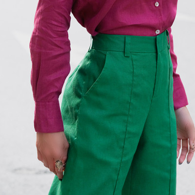 Quần Ống Suông Linen Gerbera PAN047 Thời trang thiết kế Hity