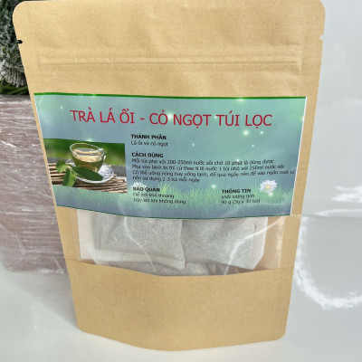 Trà lá ổi - Cỏ ngọt ( Hộp 30 gói 3g) - Sản phầm tốt cho người tiểu đường, thanh nhiệt mát gan và hỗ trợ giảm cân