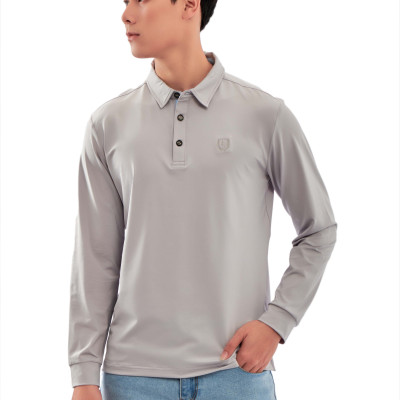 Áo thun nam dài tay ALIGRO chất cotton thấm hút mồ hôi, mềm mại màu ghi ALGAPD051