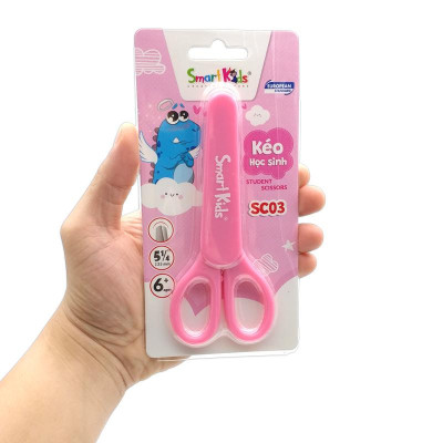 Kéo Học Sinh Dino 135 mm - Smart Kids SC03 - Màu Hồng