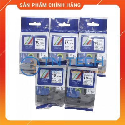 Nhãn In HZE-241 - Đen nền trắng 18mm x 8m - Dùng cho máy in BROTHER - AIMO - PUTY [Hàng nhập khẩu]