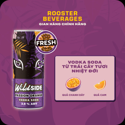 WildSide Vodka Soda Vị Chanh Dây Cam - Thùng 10 Lon (330ml)
