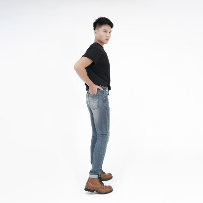 Quần Jeans Nam Cao Cấp HUNTER X-RAYS Form Slimfit Thun Màu Xanh Phủ Dơ NhẹD33