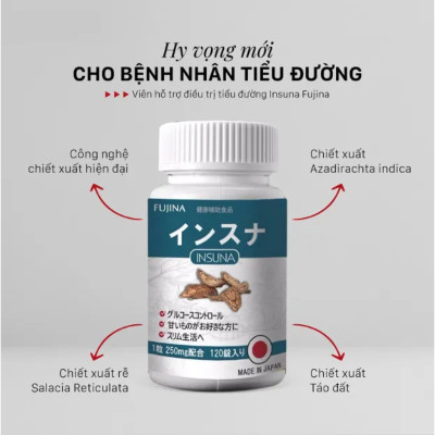 Viên Uống Hỗ Trợ Tiểu Đường Insuna Fujina Nhật Bản 120 Viên Giúp Ổn Định Đường Huyết, Ngăn Ngừa Biến Chứng Tiểu Đường