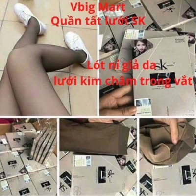 Quần tất lưới 3D SK co giãn lót nỉ chống xước giả da 