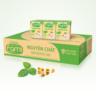 Thùng Sữa đậu nành Vinasoy Fami nguyên chất (200ml x 36 Hộp)
