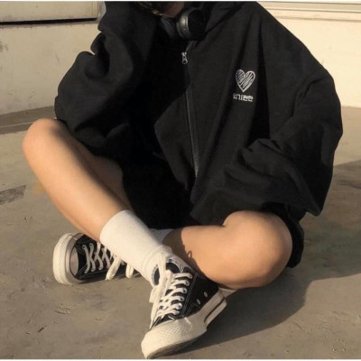 Áo khoác unisex form rộng Nỉ Hàn Quốc Heart nam nữ duyên dáng