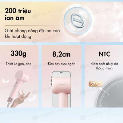 Máy sấy tóc Dreame Hair Gleam AHD12A Bản Quốc Tế Bảo Hành 24 Tháng- Hàng Chính Hãng