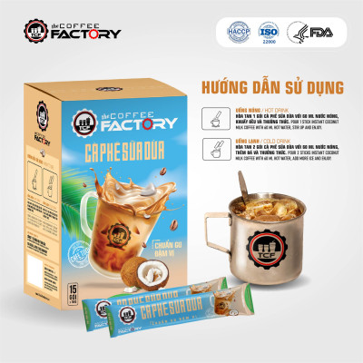 CÀ PHÊ SỮA DỪA HÒA TAN THE COFFEE FACTORY 15 GÓI x 16 GRAM