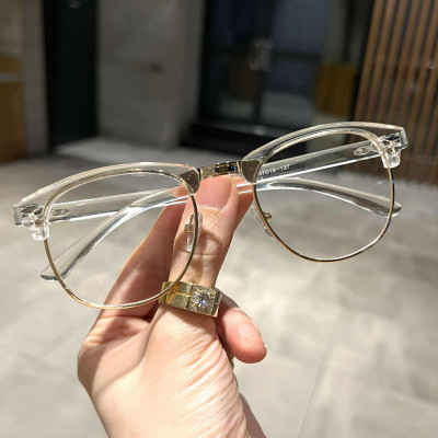 Kính Club nửa viền trong suốt gọng nhựa dẻo cho nam nữ