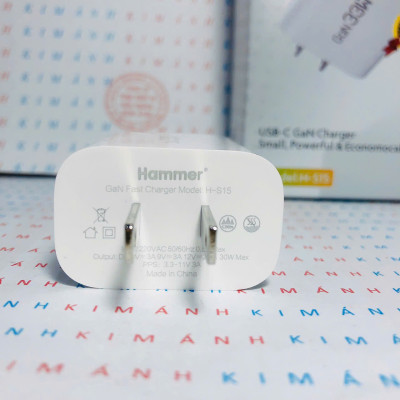 Củ sạc nhanh GaN Ham mer H-S15 công suất 33W, Check Qr hàng chính hãng, bảo hành chính hãng 12 tháng
