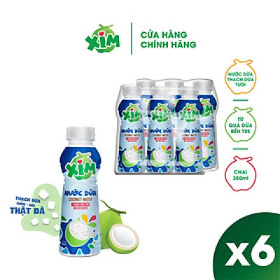 Combo 6 Chai Nước dừa Xim thạch dừa tươi chai PET 350ml