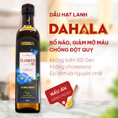 (SET 2 CHAI) SET HỘP QUÀ TẾT DẦU HẠT LANH ÉP LẠNH BỀN NHIỆT DAHALA 25O MI, GIÀU OMEGA 3,6,9
