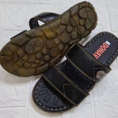 DÉP 02 QUAI NGANG DA BÒ 100% DA BÒ TỰ NHIÊN, ĐẾ CAO SU CHỐNG TRƠN, ĐI ÊM CHÂN