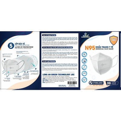 Khẩu trang y tế CAEMEDI N95 cao cấp, kháng khuẩn, lọc bụi bẩn đạt chuẩn BFE, FDA, CE xuất khẩu Châu Âu - Hộp 20 cái