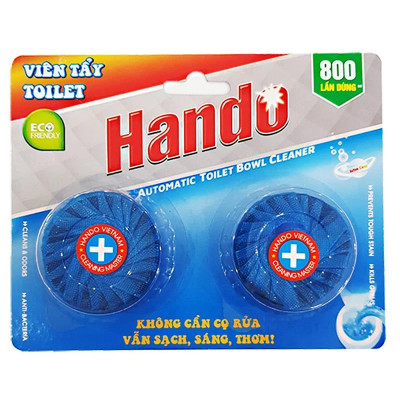 Vỉ 2 viên tẩy xanh vệ sinh làm thơm diệt khuẩn bồn cầu, toilet Hando