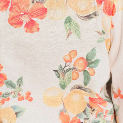 Áo Croptop Linen Hibiscus TOP132 Hoa Dâm Bụt Thời trang thiết kế Hity