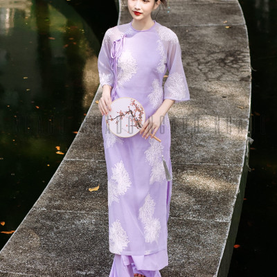 Áo dài Đinh Hương NGADO , áo dài Tết , áo dài cách tân , áo dài truyền thống